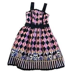 BodyLine Skull Lolita Dress Size Medium Pink Colorway